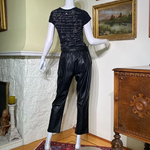 NWOT Lucy Paris Londyn Faux Leather Belted Ankle Pants - Picture 3 of 16